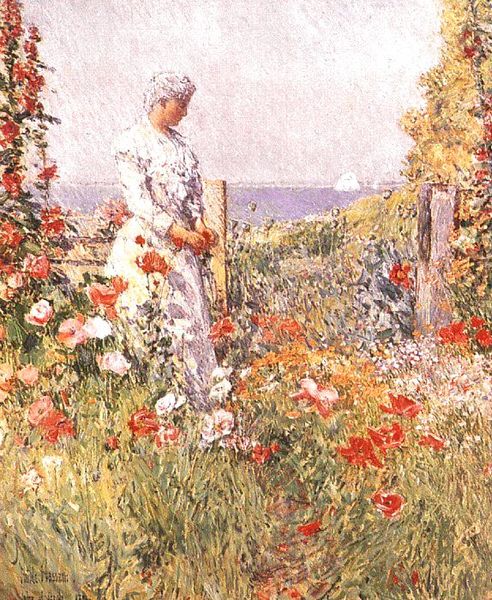 Childe Hassam Thaxter in Her Garden